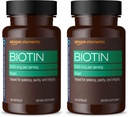 Elementos Vegan Biotin 5000 mcg - Cabelo, Pele, unhas, 130 Cápsulas (4 Mês de Abastecimento) (Pacote de Maio Vary) (Pacote de 2)