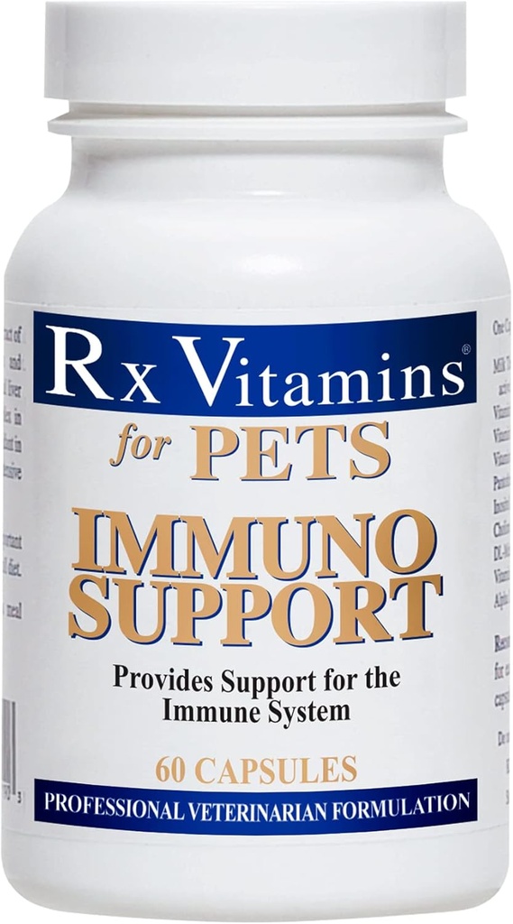 Rx Vitaminas para Animais de estimação Imuno Suporte para Cães e Gatos - Suporte do Sistema Imune - Ajuda Função Cérebro Ossos Músculos Stress & Envelhecimento - 60 Cápsulas