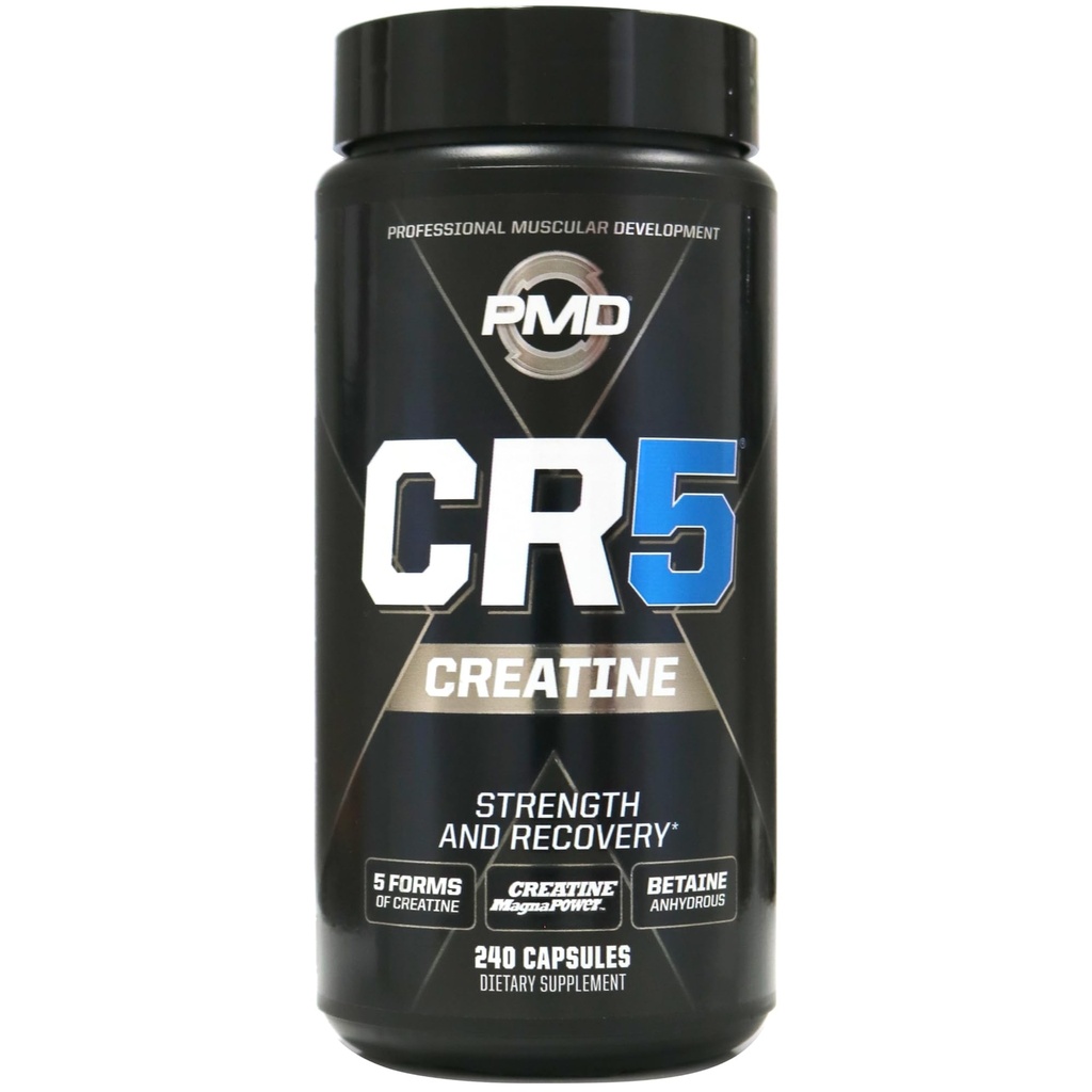 PMD Sports CR5 Professional Creatine Complex - Melhor recuperação, reduzir a dor, Lean Muscle Mass Gainer - Power 5 Creatina Mistura para força, resistência e recuperação (240 cápsulas de creatina)