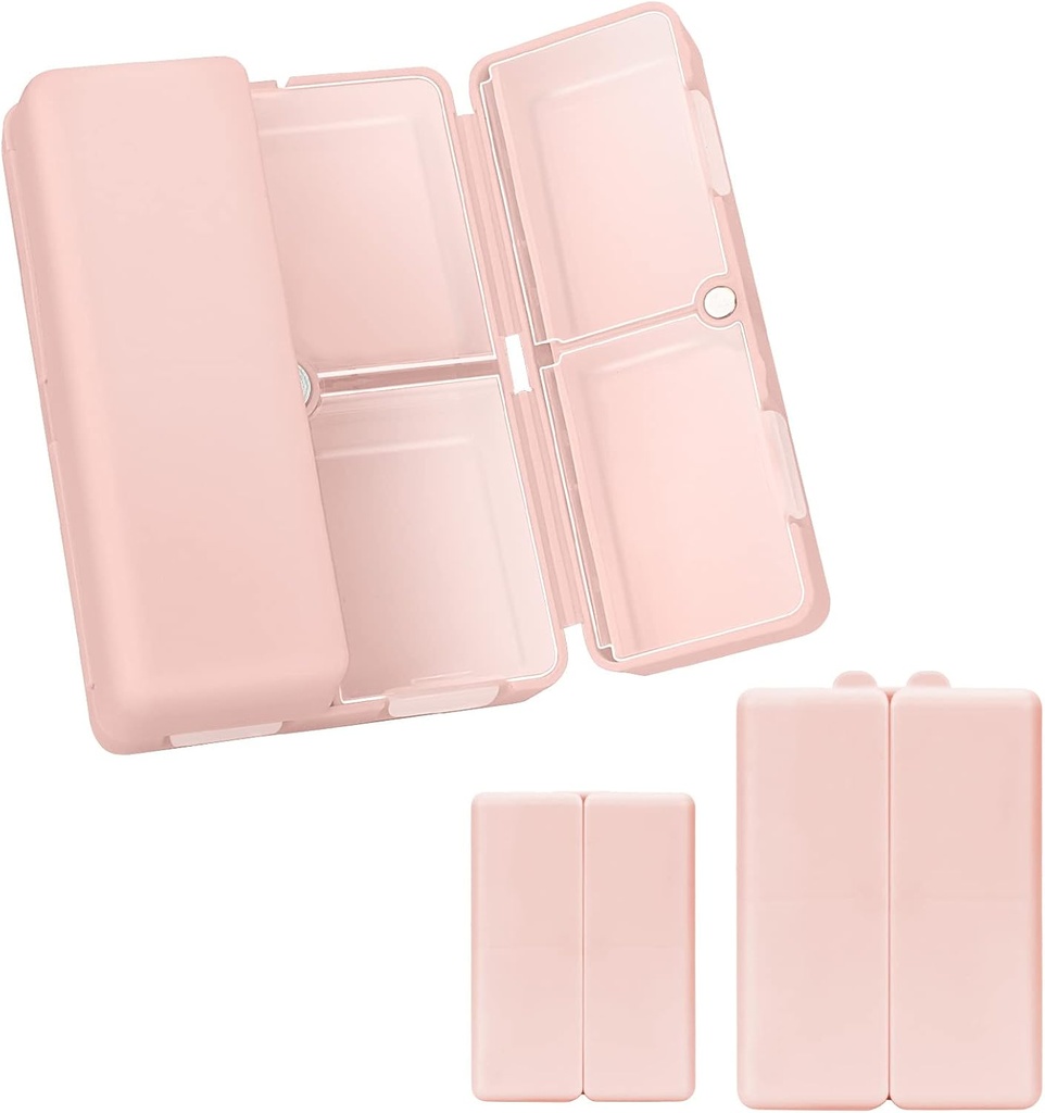 FYY 2 Pcs Daily Pill Organizer, 7 Compartimentos Portable Pill Case Travel Pill Organizer, [Folding Design] Pill Box para bolso de bolsa para segurar vitaminas, óleo de fígado de bacalhau, suplementos e medicação-rosa