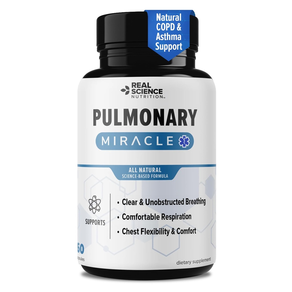 Pulmonar Miracle DPOC alívio e desintoxicação pulmonar cápsulas para limpar pulmões e ajudar a respiração - Suplemento de suporte pulmonar com Vinitrox e GABA para longo prazo tosse e alívio respiratório, 60 Caps