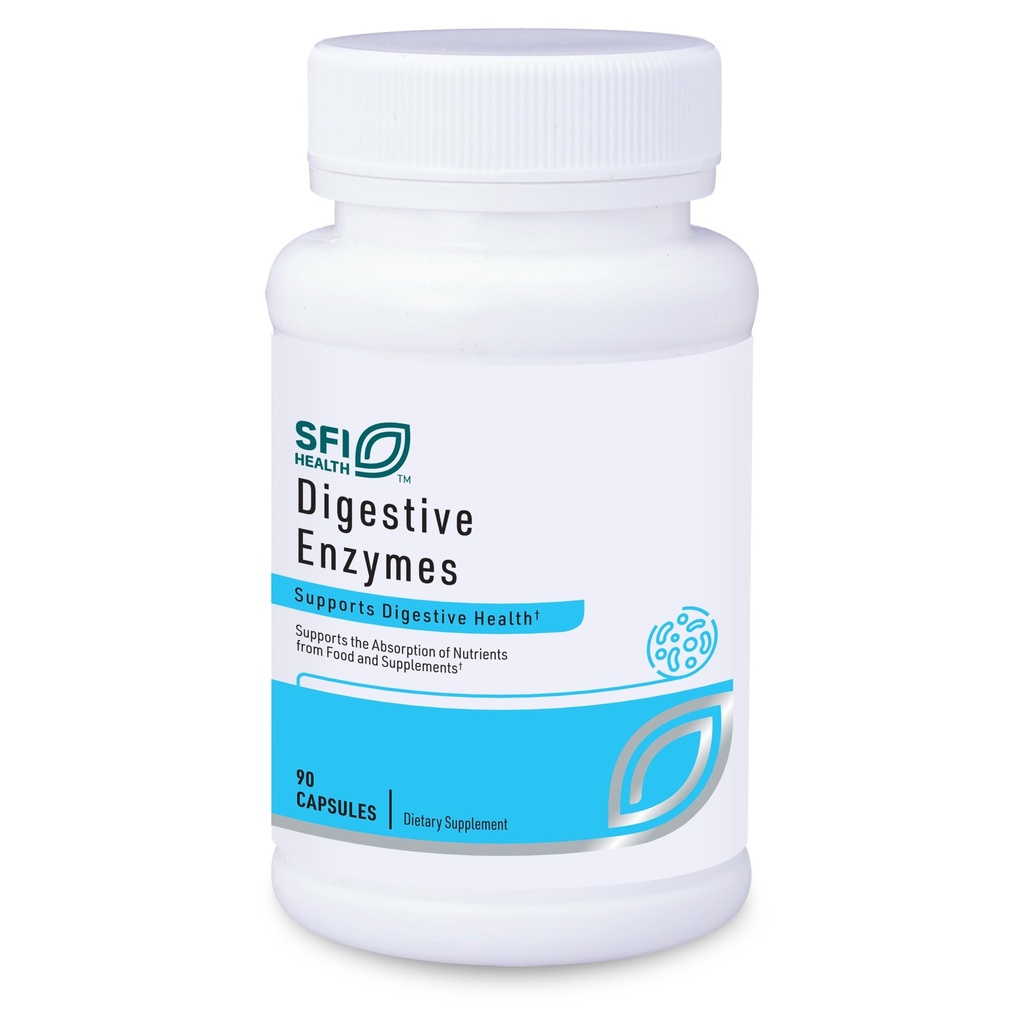 Klaire Labs Enzimas Digestivas de Saúde SFI - Suplementos de Saúde de Gut com Amylase, Protease, Lactase, Celulase & Lipase Enzimas para Digestão - Suporta Bloating Ocasional & Gás (90 Cápsulas)