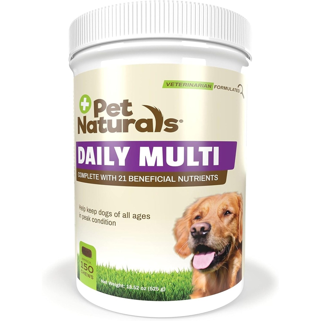 Pet Naturals Multivitamínico diário para cães, flavor vegetariano, 150 mastigações - Mastigação deliciosa com aminoácidos, e antioxidantes - Suporta energia, função metabólica e bem-estar animal de estimação