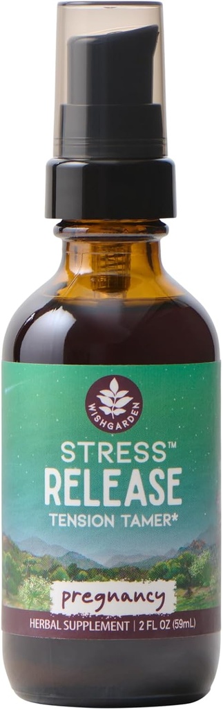 WishGarden Herbs Stress Release para a gravidez - Suplemento de alívio de estresse de ervas naturais com limão Balm & Camomila, Suporte adrenal para gravidez e pós-parto promove relaxamento e calma, 2 onças
