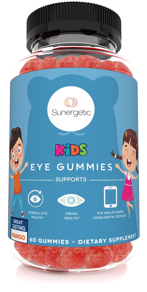 Gummies Premium Eye Support para Crianças - Lutein com Zeaxanthin Suporta Saúde Ocular Global, Visão e Saúde Macular – Clinicamente Estudiada Lutein & Zeaxanthin com Lutemax 2020-60 Gummies
