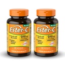 American Health Ester-C 500 mg com Citrus Bioflavonoids - 120 Cápsulas (Pacote de 2) - Suporte Imune 24 horas - Não-GMO, Gluten Free - 120 Total Servings