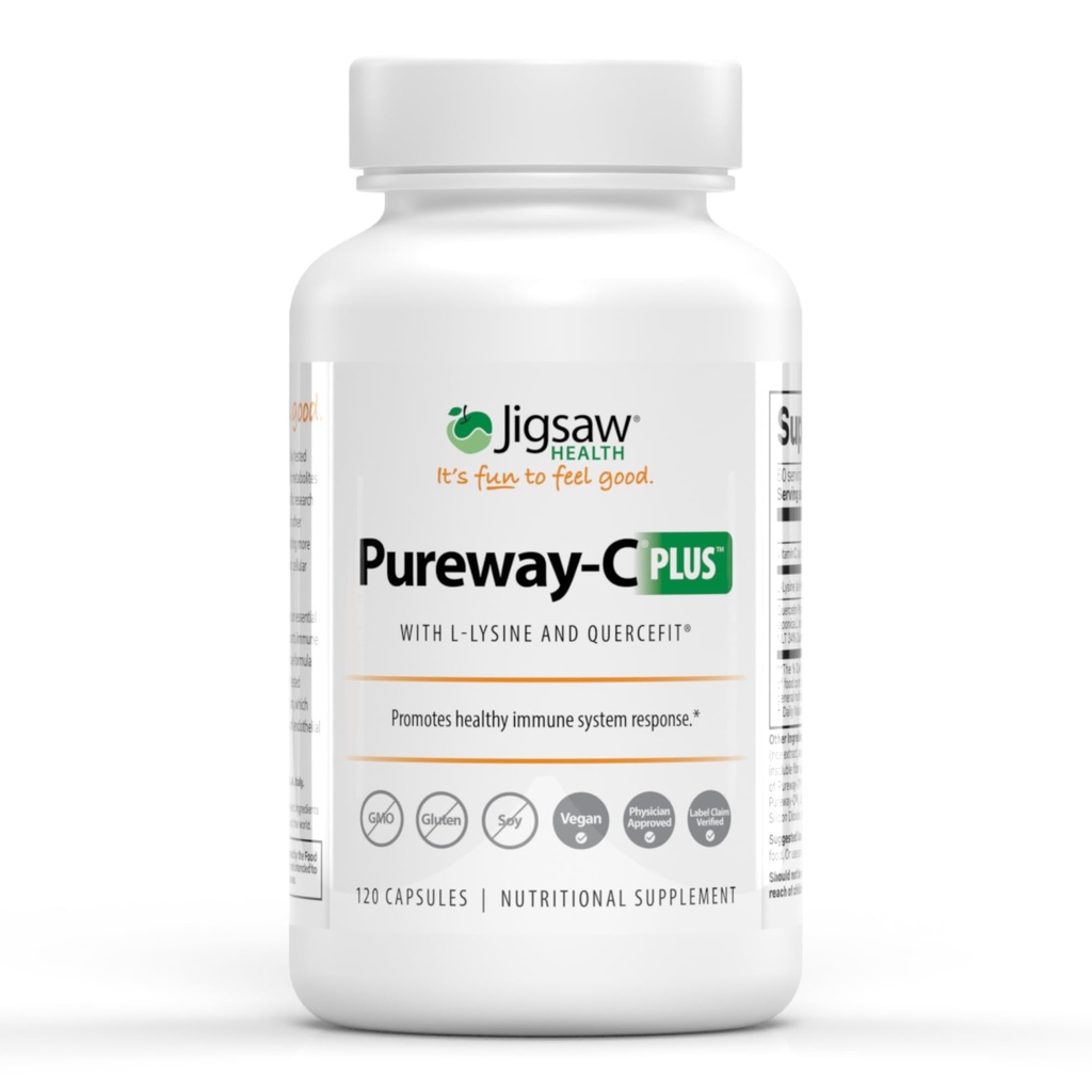 Jigsaw Saúde Pureway-C Plus □ Vitamina C com L-Lysine e Quercetin □ Promove uma resposta saudável do sistema imunológico