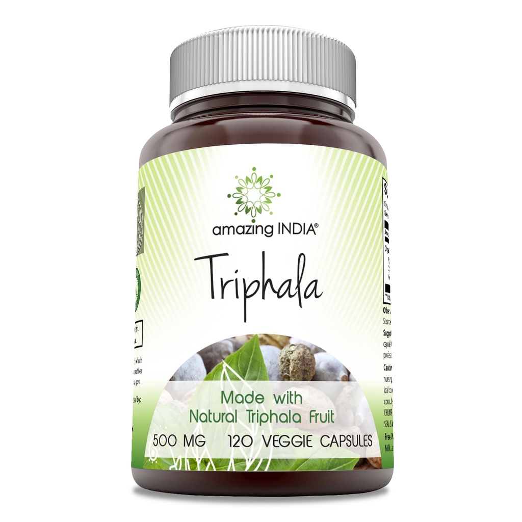 Incrivel Índia Natural Triphala Supplement 500 Mg por Servindo 120 Cápsulas Veggie