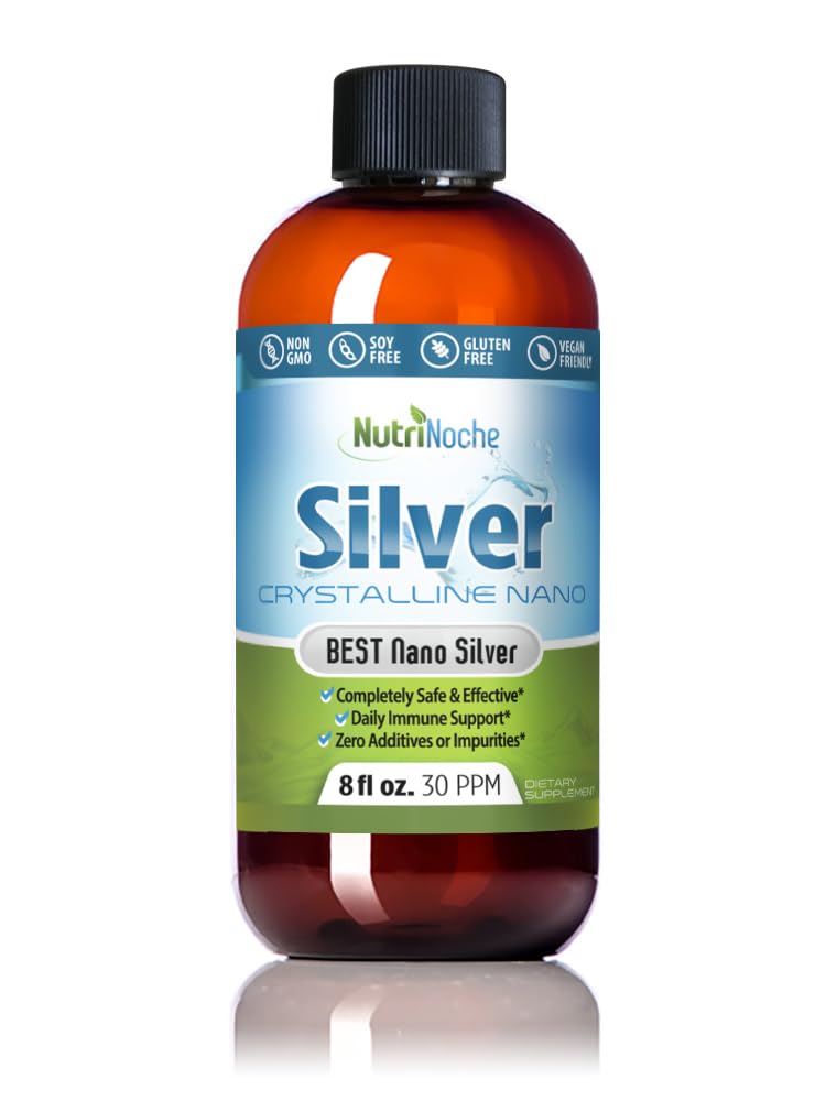 NutriNoche Colloidal Silver Liquid - Prata Premium para Suporte Imune - Organic Plata Coloidal para Tomar - 99,99% Ultra Puro Nano Partículas para Absorção Optimal - 30 ppm 8 oz