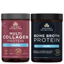 Nutrição antiga Multi Colágeno Proteína Pó, Baunilha, 24 Servings + Bone Broth Protein Pó, Baunilha, 20 Servings