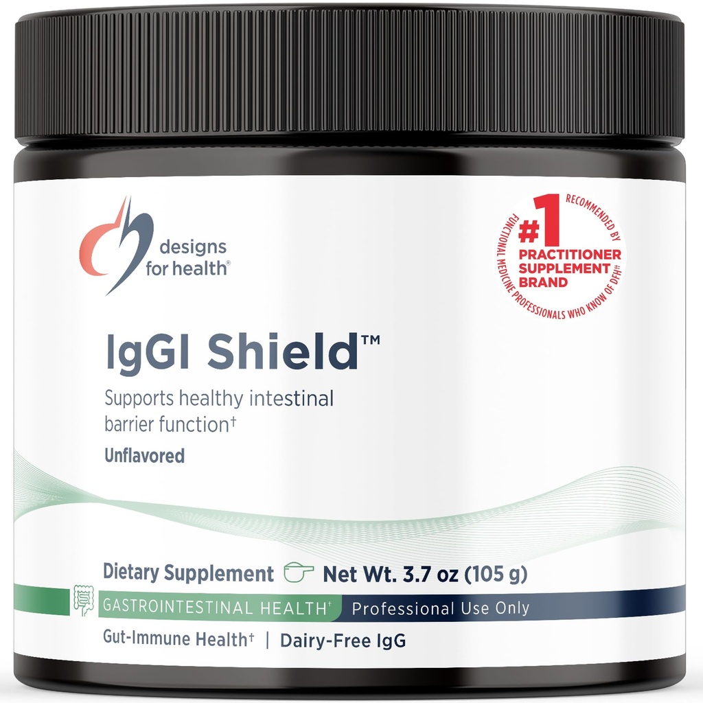 Designs para saúde IgGI Shield Powder - Dairy-Free Immunoglobulina IgG Supplement, SBI com N-Acetil-Glucosamina - Suporta Função de Barreira Intestinal Saudável (3,7 onças / 30 Servões)