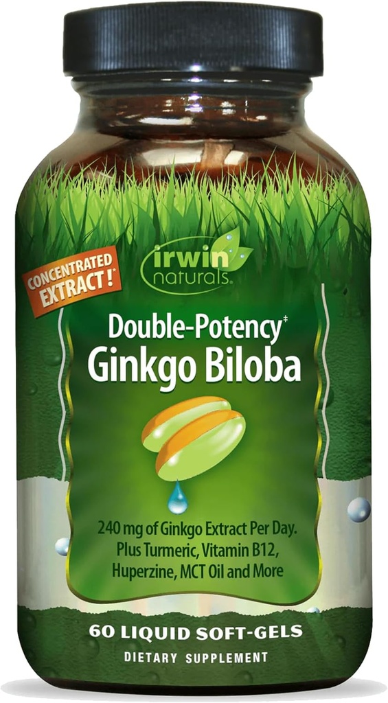 Irwin Naturals dupla potência Ginkgo Biloba - 60 Softgels - Melhorar a memória, foco mental e energia