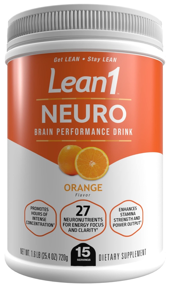 Lean1 Neuro, Energia mental em pó Drink, sabor laranja, 15 banheira servindo por Nutrition53