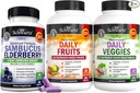 BioSchwartz Suplemento diário de frutas e legumes para mulheres e homens (2 meses de fornecimento) Mais Elderberry com zinco e vitamina C para adultos Apoio imunológico (2 meses de fornecimento)