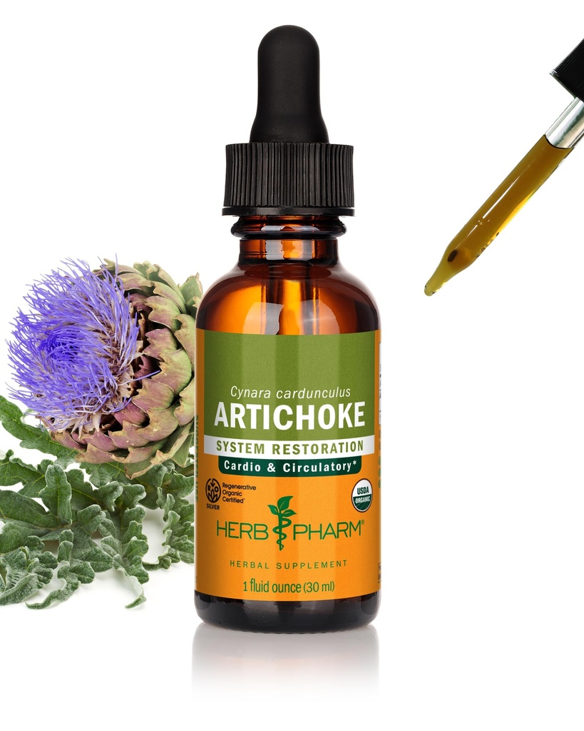 Herb Pharm certificado Alcachofra Orgânica Extrato Líquido para Suporte Cardiovascular e Circulatório - 1 Onça