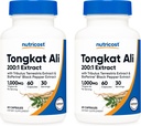 Nutricost Tongkat Ali 1.000mg, 60 tampas (2 garrafas) - 30 servir por garrafa, bonés vegetarianos, não-GMO, sem glúten