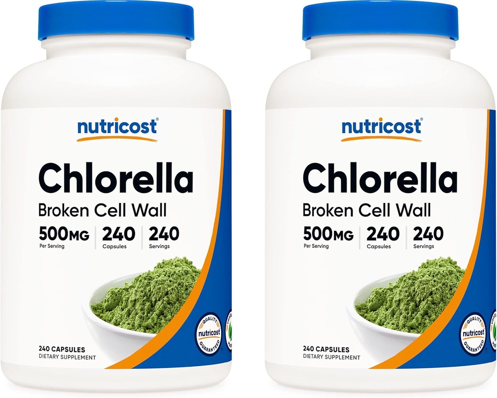 Cápsulas de chlorela de nutricosto (2 frascos) 500mg, 240 cápsulas por frasco