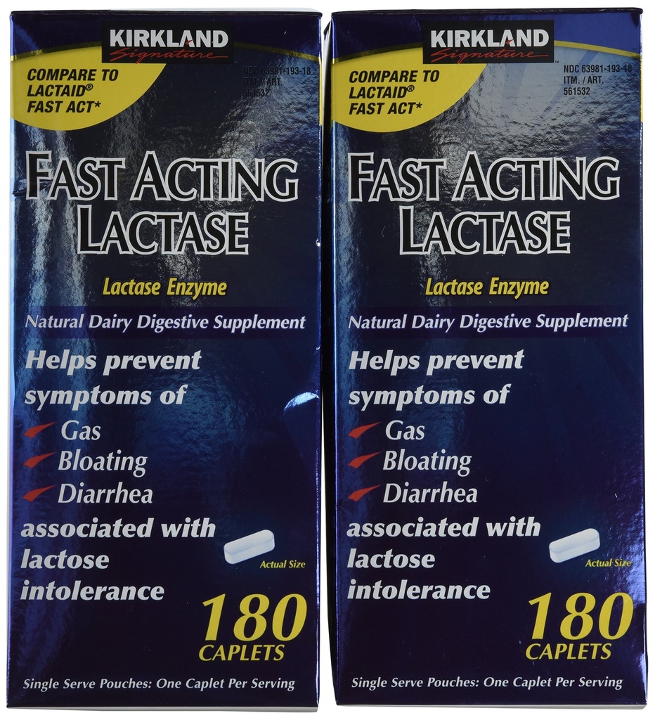 Kirkland Signature Fast Action Lactase, (2 Embalagem), 360 Ct Caplets