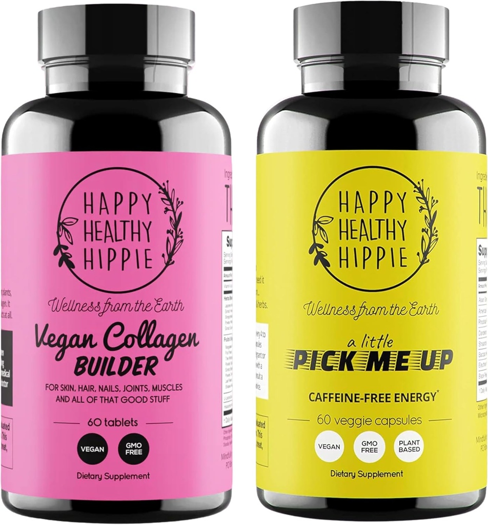 Feliz Hippie saudável me pegar pílulas de energia natural & Vegan Collagen Builder