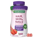 Soluções otimizadas de recompensa da natureza Cabelo avançado, pele e unhas Gummies de pectina, 2x Biotin por serviço, No Stick Gummy, Fórmula vegetariana, Strawberry Flavor, 200 ct, 100 Total Servings