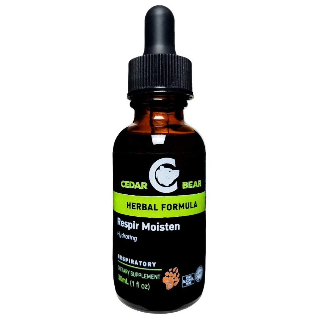 Cedar Bear Respir Hidratar um suplemento de ervas líquidas que hidrata e acalma tecidos respiratórios irritados e alivia tosse seca ocasional 1 Fl Oz
