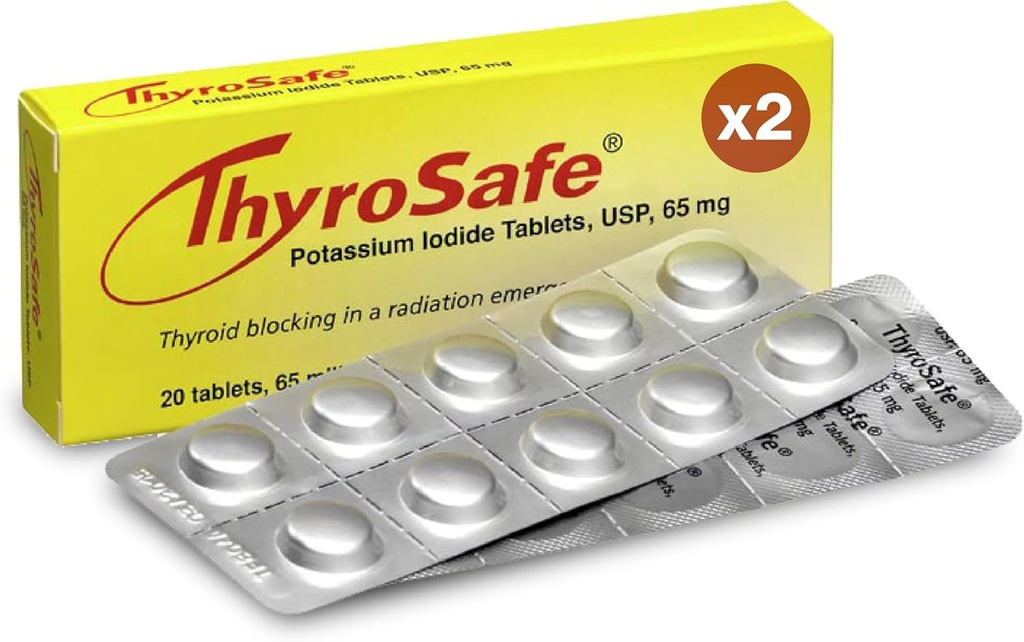 65mg Comprimidos de Iodeto de Potássio (40 Pack) - Protege sua tireóide da exposição à radiação nuclear