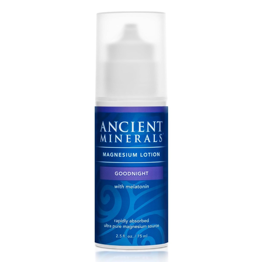Mineral antigo Magnésio Loção Boa noite creme contém melatonina com cloreto de magnésio e OptiMSM uma loção hidratante tópica noite(2,5 onças)