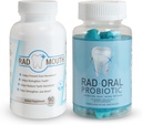 Probióticos Orais Rad para dentes e gengivas com boca Rad para sensibilidade de dentes - Dentista Formulado Probiótico Dental com Lactobacillus Reuteri e Multivitamin para fortalecer gengivas, dentes e osso de mandíbula
