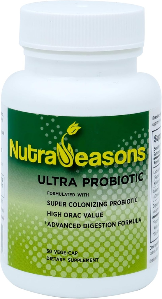 Complexo Ultra Probiótico com Coagulans Bacillus, Digestive Multi enzimas, Bagas Prebióticas, Orgânicas, Não OGM 30 Veg Caps