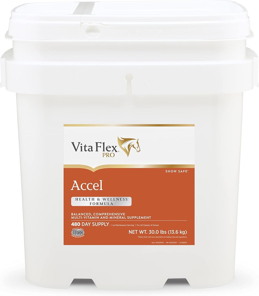 Fórmula Vita Flex Pro Accel Saúde e Bem-Estar, Suplemento de Cavalo, 30 Libras, Fornecimento de 480 dias