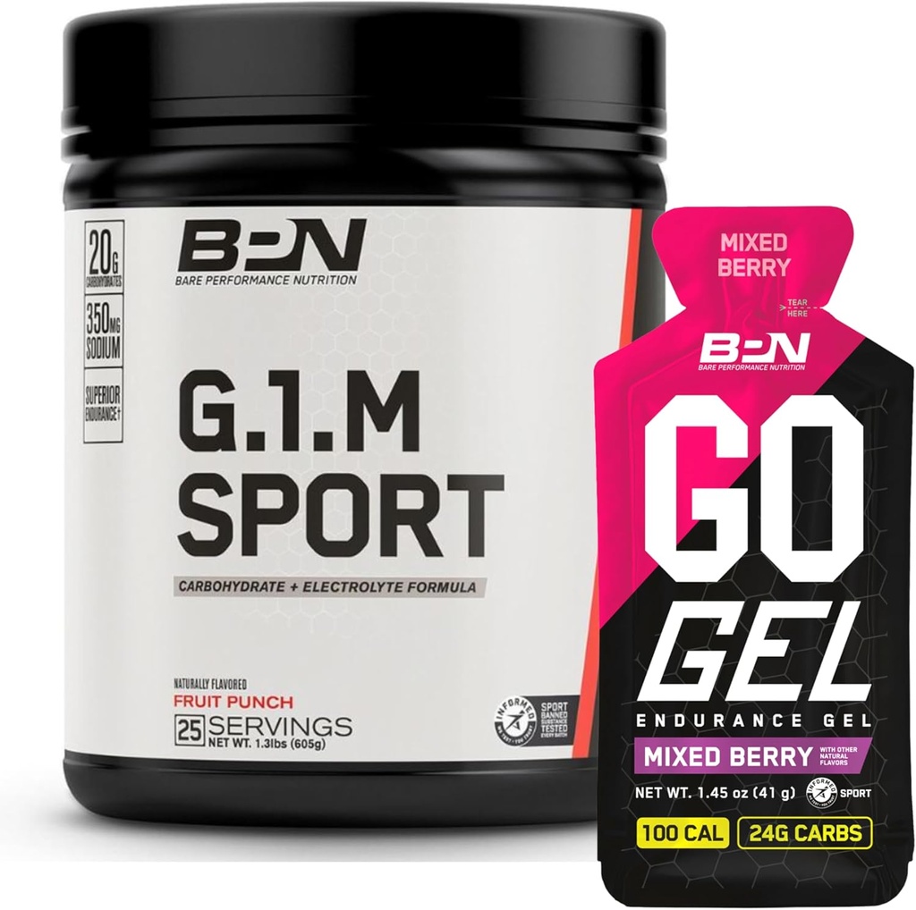 BARE DESEMPENHO NUTRITION BPN G.1.M. Sport Endurance Training Fuel & Go Gel Endurance Gel Mixed Berry Bundle