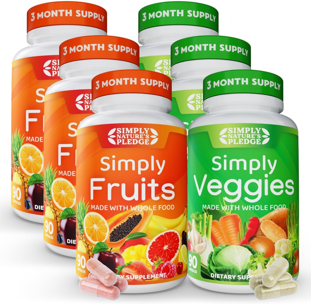 Simply Nature's Proledge - Embalado com 42 frutas e vegetais diferentes - 3 Mês de Fornecimento - Made with Whole Food Superfoods - com Aloe Vera - 100% Soy Free - 540 Cápsulas