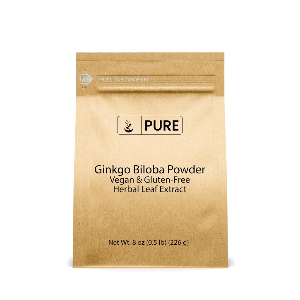 Puro Original Ingredientes Ginkgo Biloba Pó (8 onças) sempre puro, sem preenchimentos ou aditivos, laboratório verificado