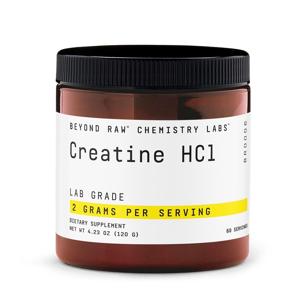BEYOND RAW Creatine HCl Powder, Ciência Apoiada, Classe de laboratório, Creatina para Mulheres e Homens, Força muscular, Produção de Energia, Desempenho Atlético, Suporte Cognitivo, Hydration Celular, 60 Servings