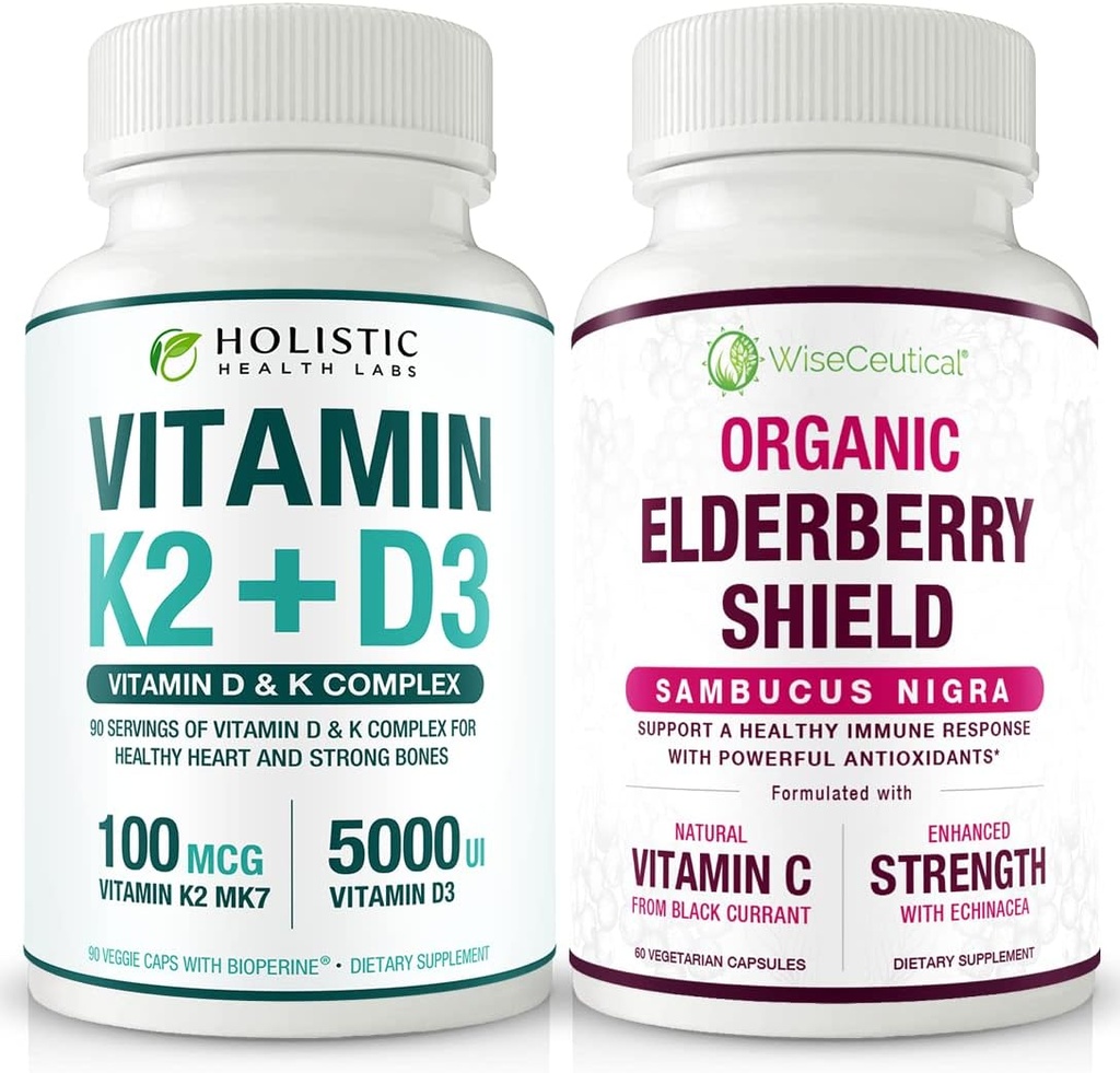 Max Absorção Vitamina K2 + D3 & Elderberry Orgânico com Groselha Negra e Echinacea