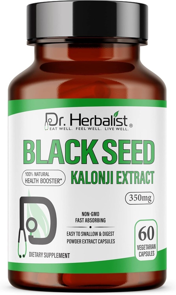 Dr. HERBALIST Black Seed Extract 350mg – 60 Cápsulas Vegan □ 10:1 Extract = 3,500mg Raw Black Seed Powder □ Premium Nigella Sativa Supplement