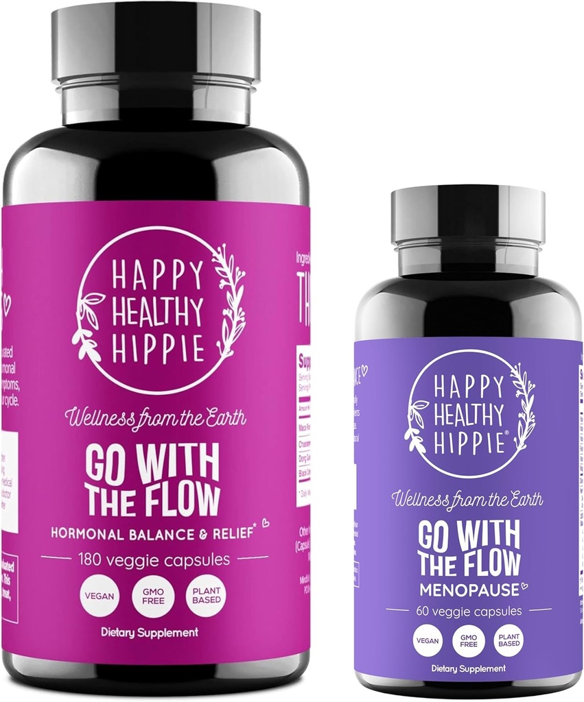 Hippie saudável feliz ir com o fluxo menopausa apoiar e ir com o fluxo equilíbrio hormonal para as mulheres (180ct)