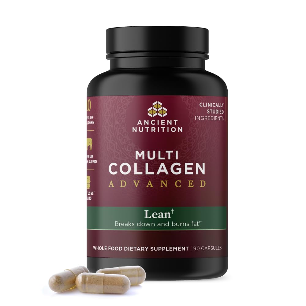 Nutrição antiga Multi Colágeno Lean avançado com probióticos, hidrolisado Colágeno Peptídeos suporta perda de peso saudável e perda de gordura, 90 Contagem