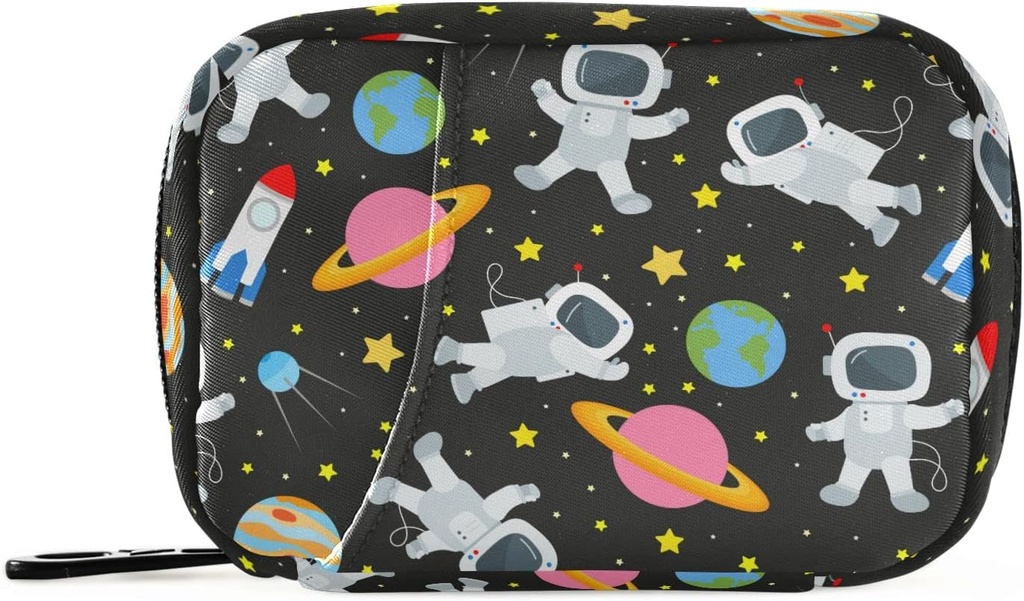 Espaço de viagem Galaxy Astronauts caixa de pílulas 7 dia caso saco de pílulas viagem saco organizador com zíper portátil caso semanal tamanho compacto para suporte de suplementos de vitamina