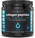 Pó de peptídeos de colágeno - Absorção melhorada, dupla hidrolisada, Feed grama, Keto Protein Powder com vitamina C - Suplemento Premium para o crescimento do cabelo, pele, unhas, articulações e ossos, sem sabor