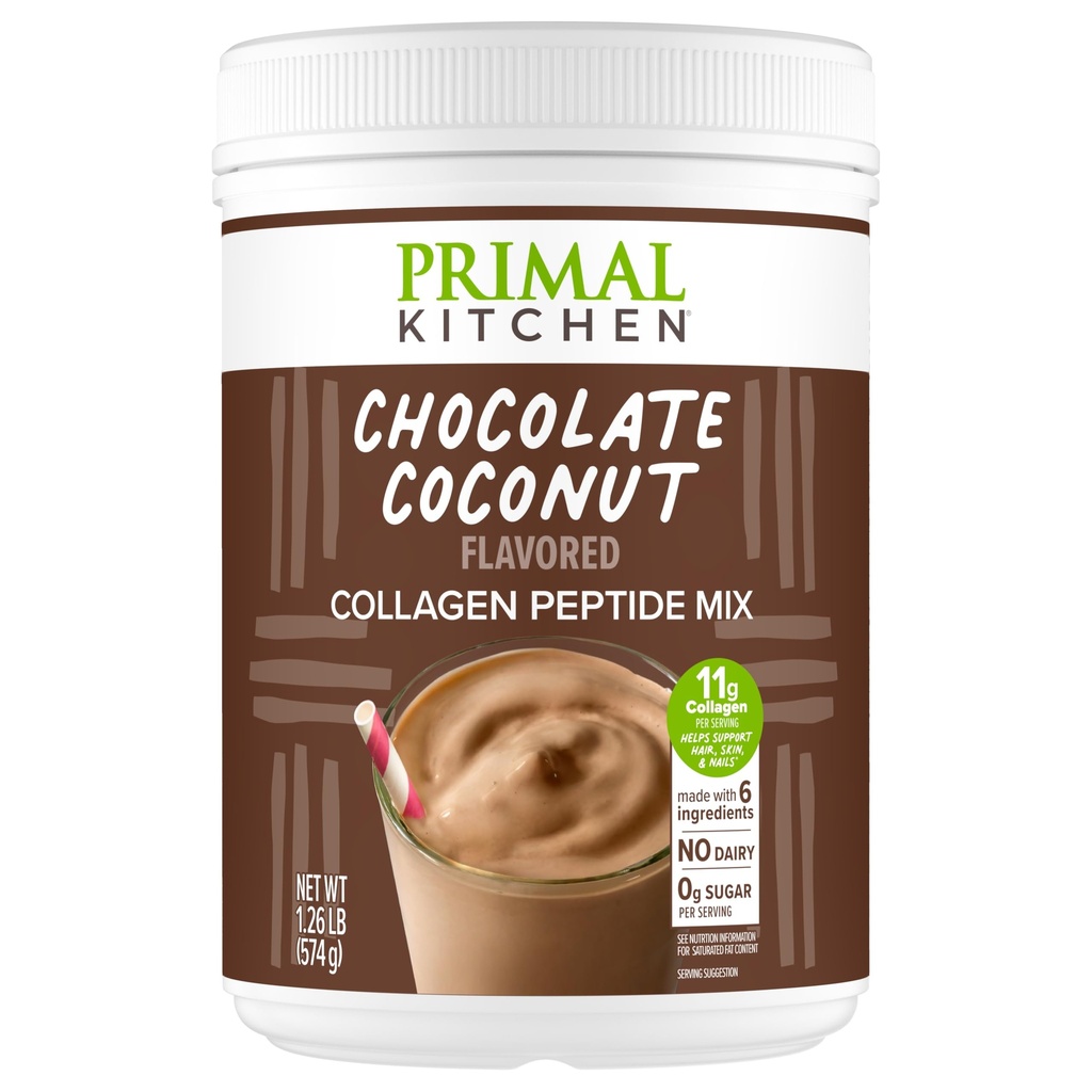Mistura de bebida principal de colagénio de chocolate combustível ®, peptídeos de colagénio de coco de chocolate, sem adoçantes lácteos ou artificiais, 20 onças
