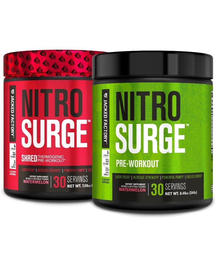 Fábrica Jacked Nitrosurge Destruiu pré-treino termogênico em melancia e melancia Nitrosurge Pré-treino para homens e mulheres