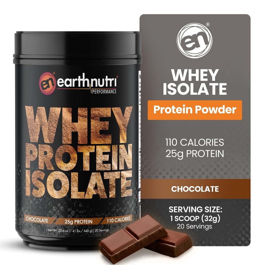 Whey Isolate Protein Powder – pós treino de recuperação pó para recuperação muscular e crescimento – 25g de proteína – facilmente digestível – não-GMO e sem glúten – sabor de chocolate – 20 serviços (1.41 lbs)