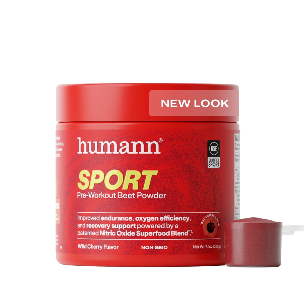 HumanN SuperBeets Sport Endurance Pré Treino Pó, Suplemento de óxido nítrico, NSF Certified, Estimulante & Cafeína Livre, Feito com raiz de beterraba, Cereja Selvagem, 20 Servings