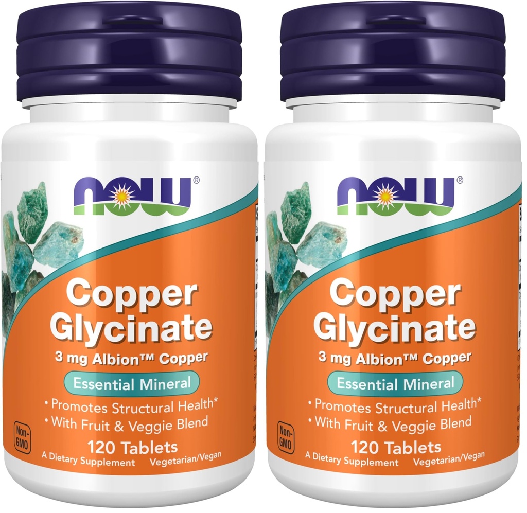 AGORA Suplementos, Glicenato de Cobre com 3mg de Cobre Albion, Promove Saúde Estrutural*, 120 Comprimidos, Cinza Leve, Tan (Pack of 2)