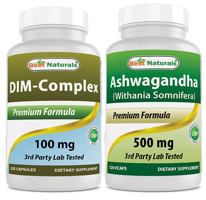 Melhor Naturals DIM Suplemento 100 mg & Ashwagandha Extrato 500 Mg