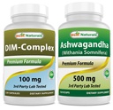 Melhor Naturals DIM Suplemento 100 mg & Ashwagandha Extrato 500 Mg