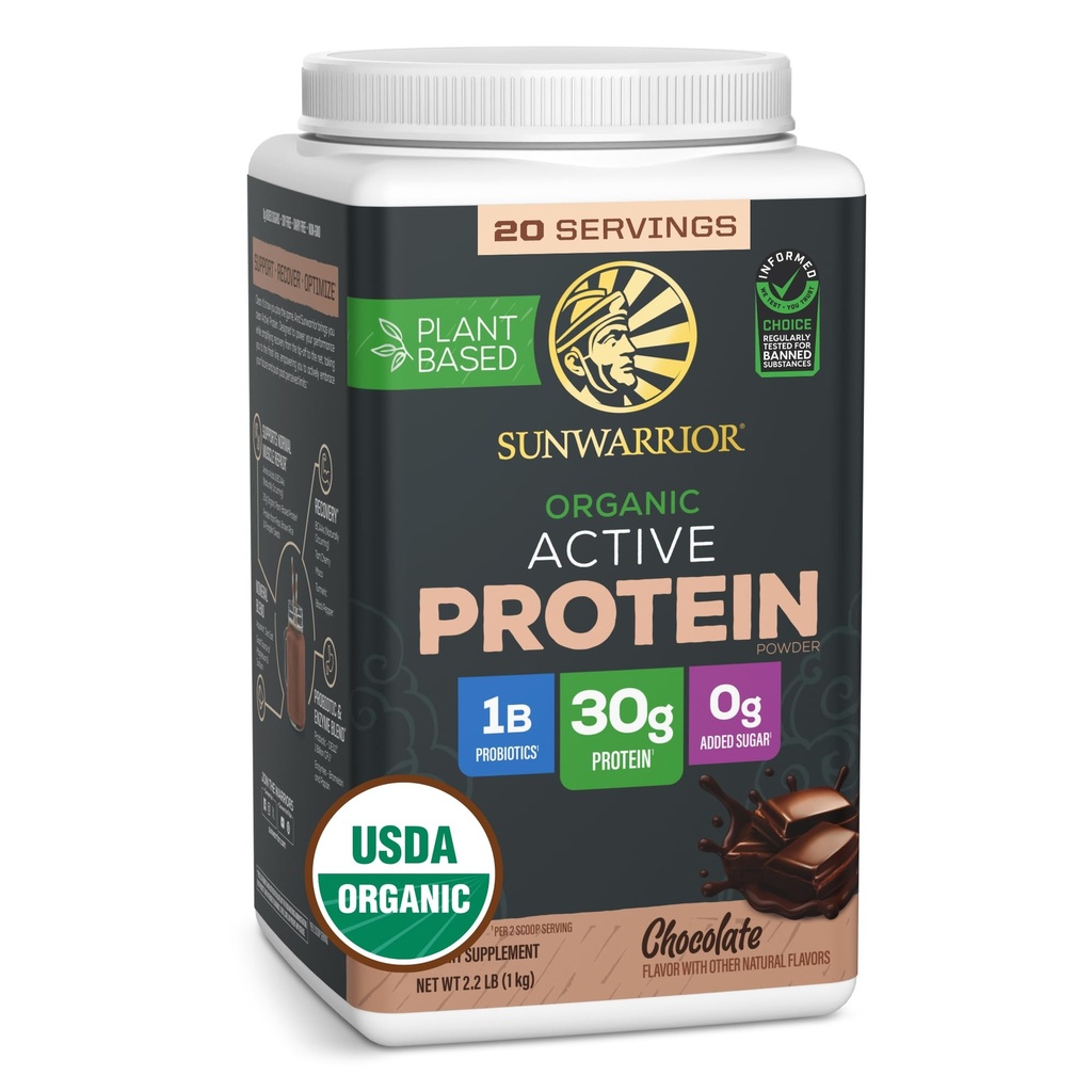 Sunwarrior Orgânico Planta Based Protein Powder □ Vegan Orgânico Protein Powder com BCAA Aminoácidos Plus Recuperação Mineral & Botânicos □ Não-GMO Soja Dairy & Gluten Free (Chocolate, 20 Servings)