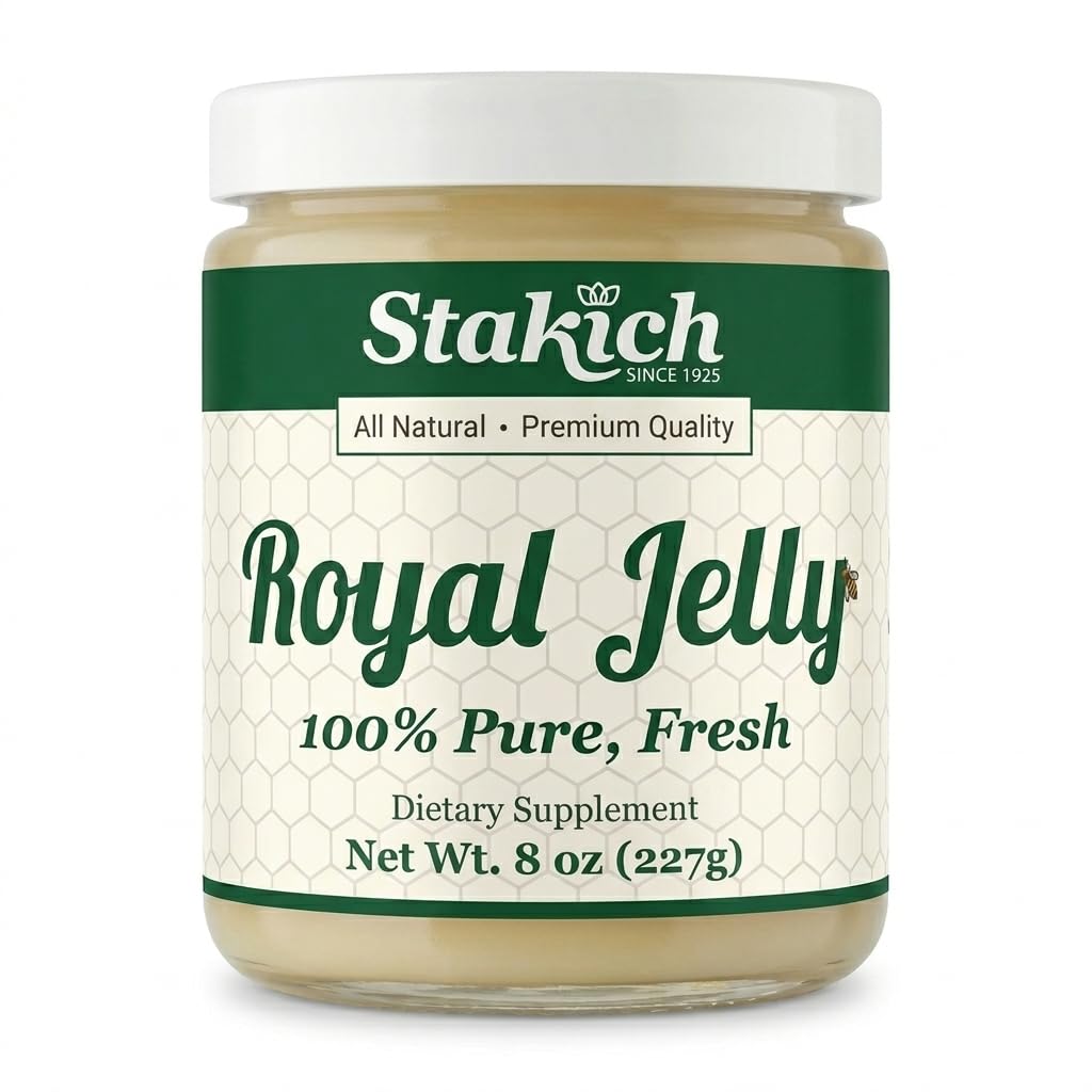 Stakich Fresh Royal Jelly - Pura, Tudo Natural - Sem Aditivos/Aditivos/Preservadores Adicionados - 8 Onça (227 gramas)