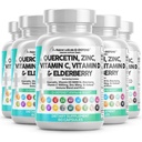 Nutracêuticos limpos Quercetin Zinc Vitamina C Vitamina D Bromelain Elderberry - Lung Immune Suplemento de suporte Adultos com Artemisinina, Sea Moss, Echinacea, Alergia (60 Count (Pacote de 5))